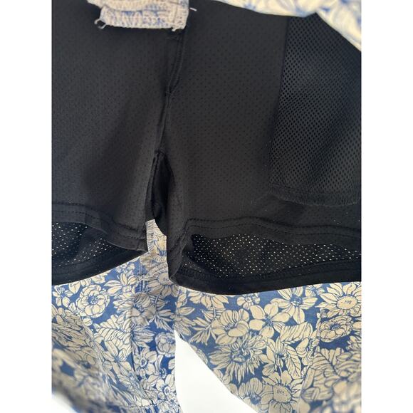 Sahalie Blue Floral Athletic Skort Skirt Built in Short A-Line Nylon Women 6 - Picture 6 of 9